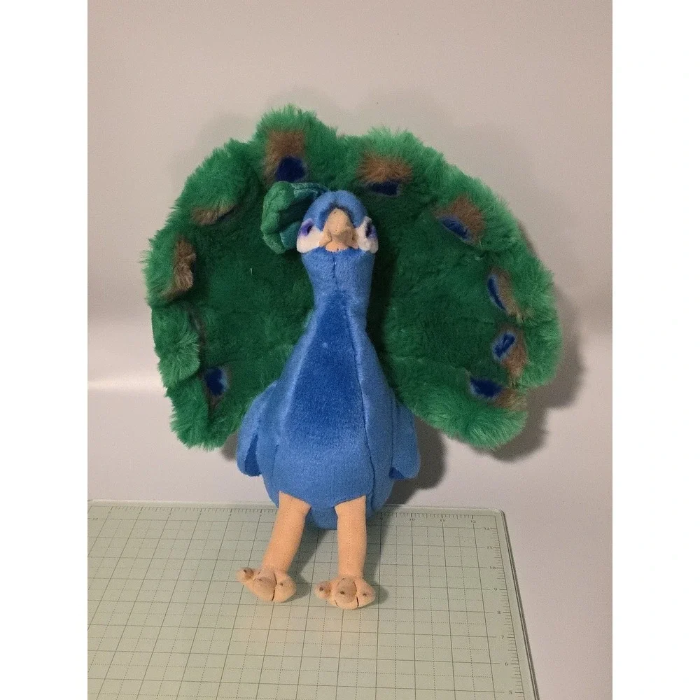 FAO Schwarz Peacock Plush Bird Stuffed Animal Toy Blue Green 12